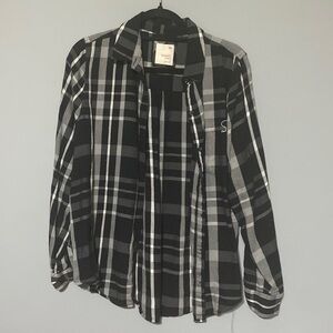 SO black and white plaid long sleeve